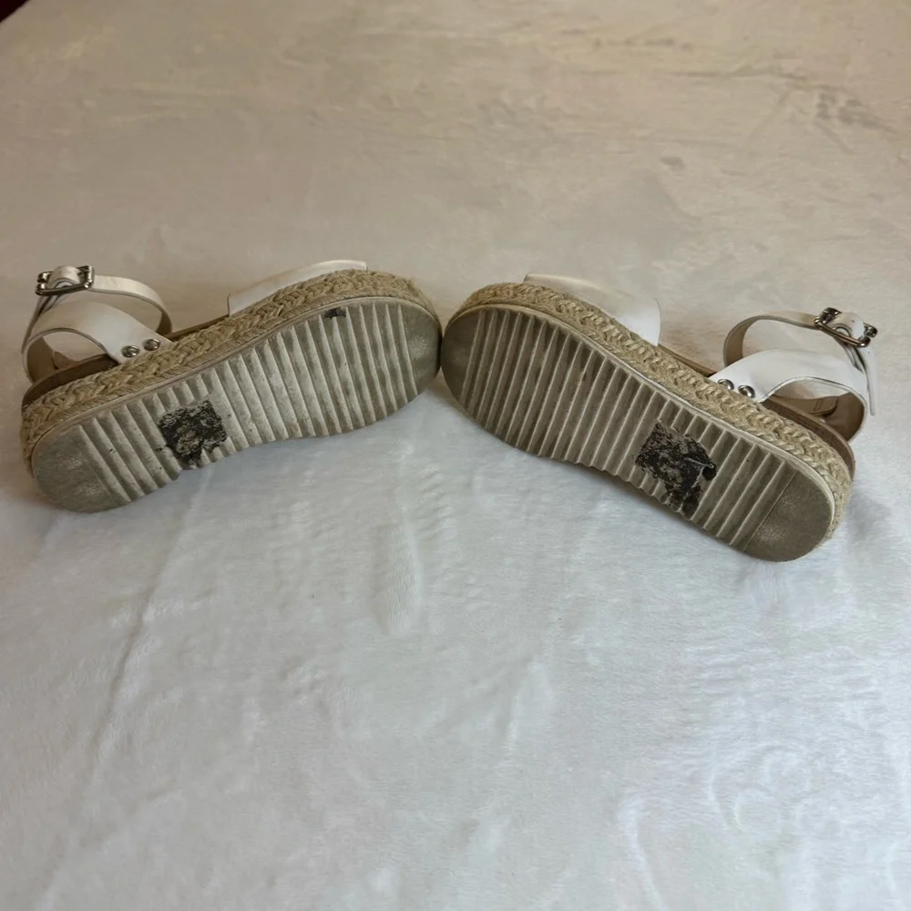 Soda White Wedge Sandals